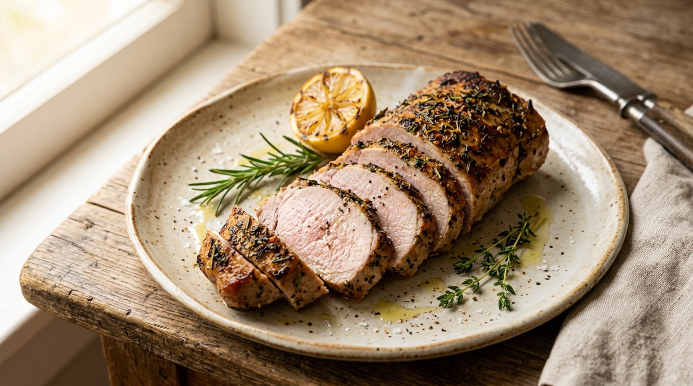 Lomo Duroc con limón, ajo y hierbas mediterráneas