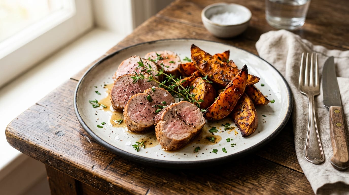 Solomillo Duroc al horno con boniato